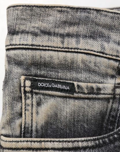 Vaqueros de hombre entallados elásticos de algodón gris Dolce & Gabbana