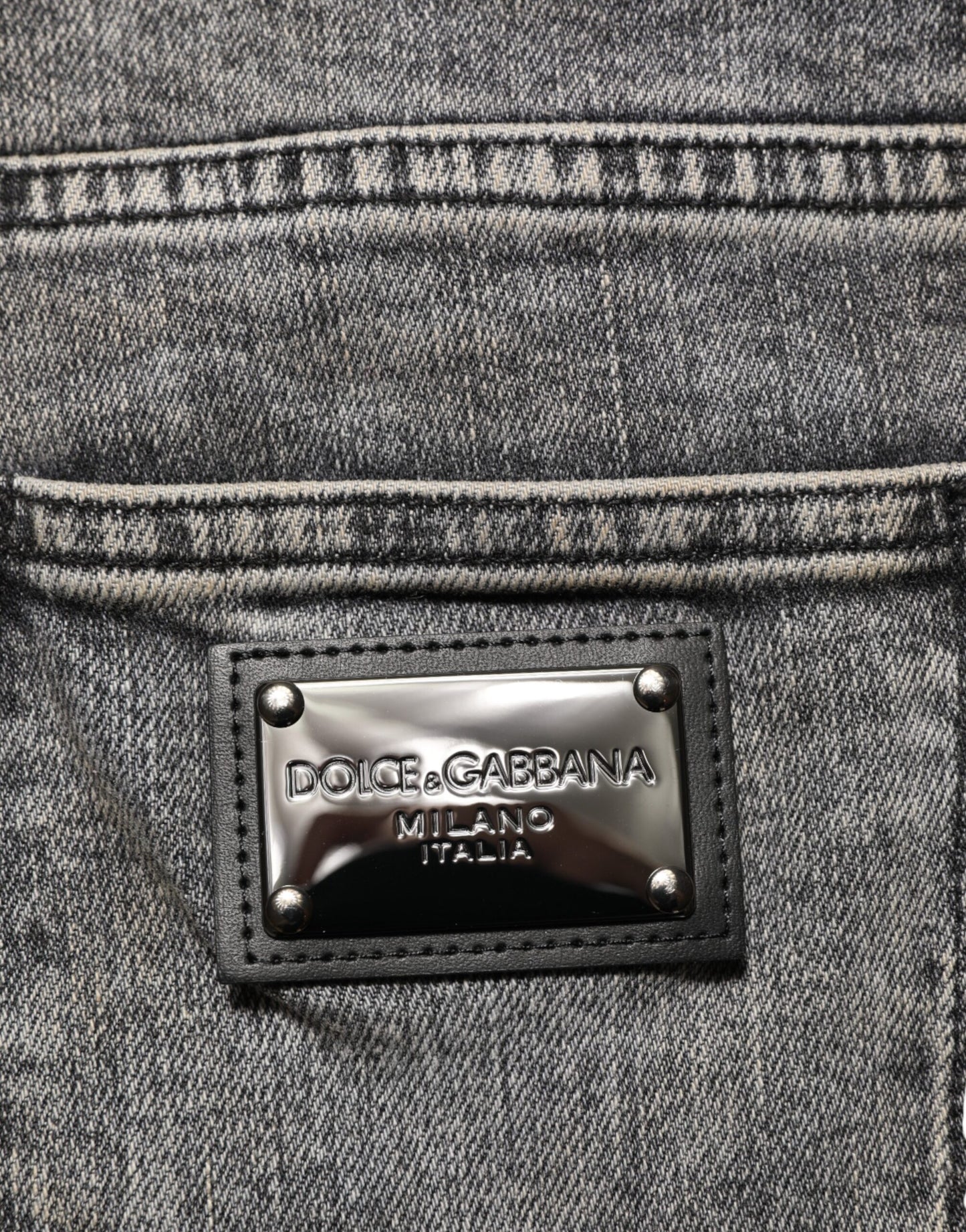 Vaqueros de hombre entallados elásticos de algodón gris Dolce & Gabbana