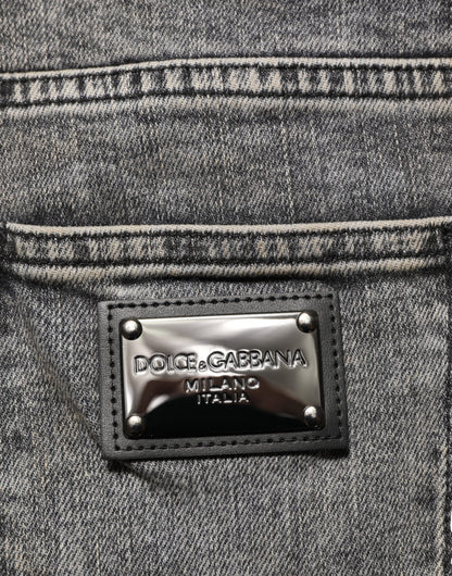 Vaqueros de hombre entallados elásticos de algodón gris Dolce & Gabbana