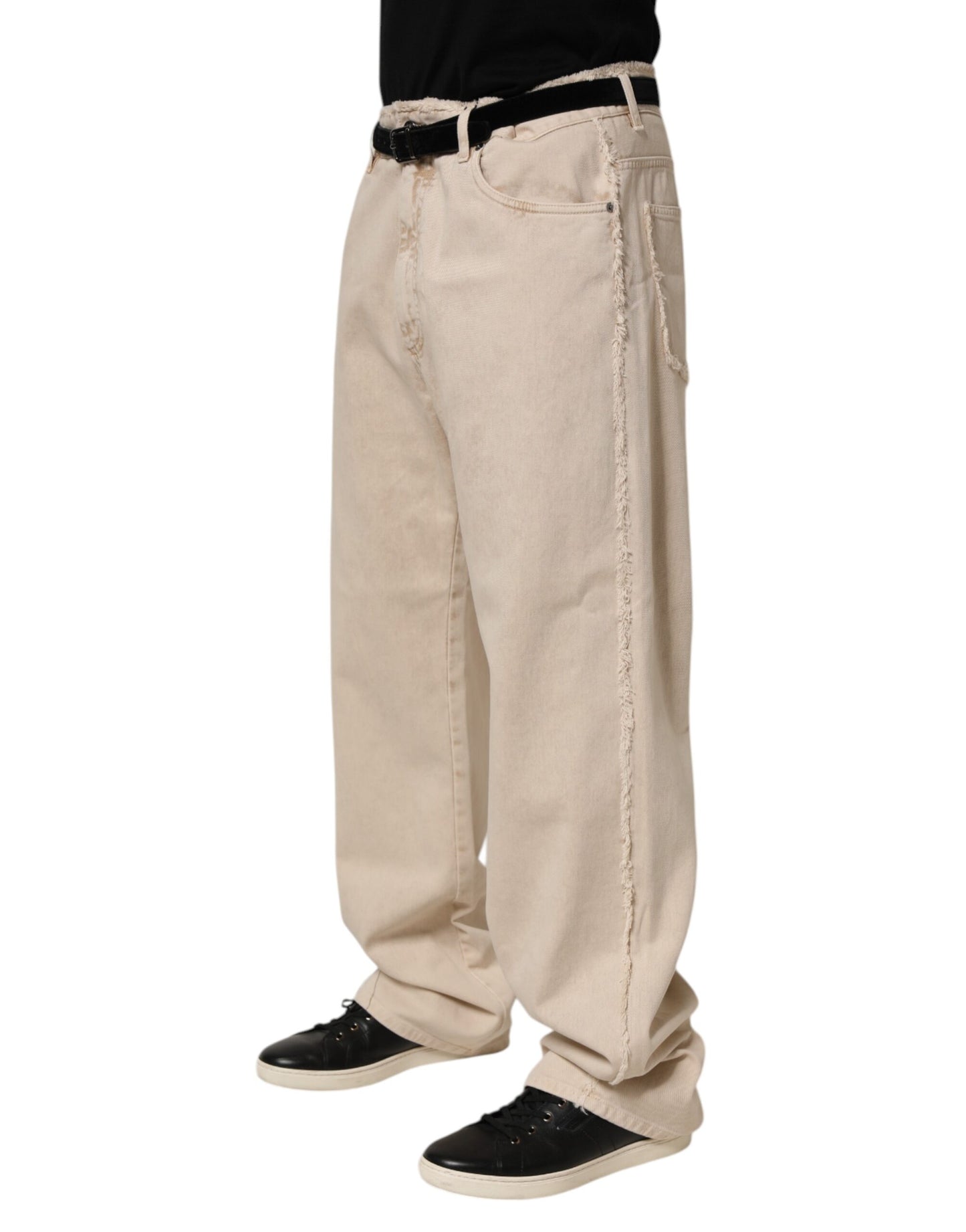 Jean droit en coton beige Dolce & Gabbana