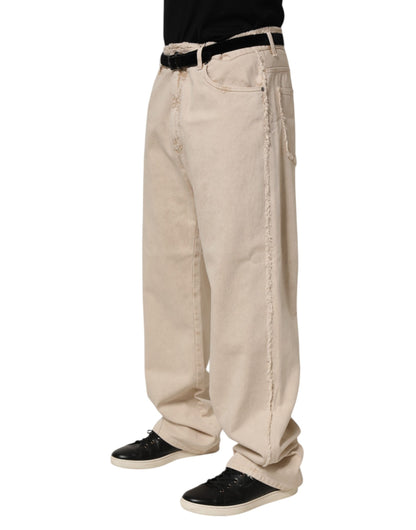 Jean droit en coton beige Dolce & Gabbana