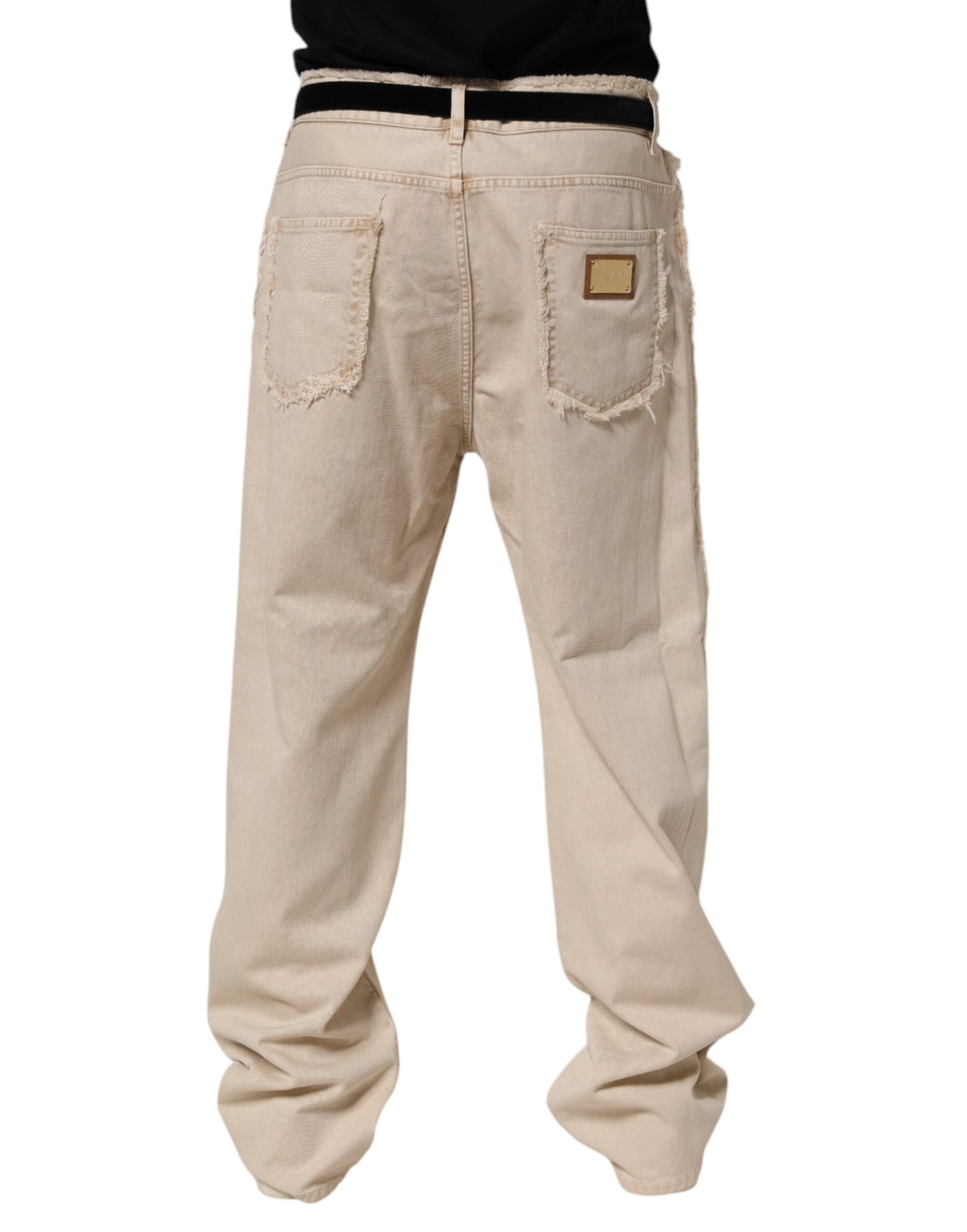 Jean droit en coton beige Dolce & Gabbana