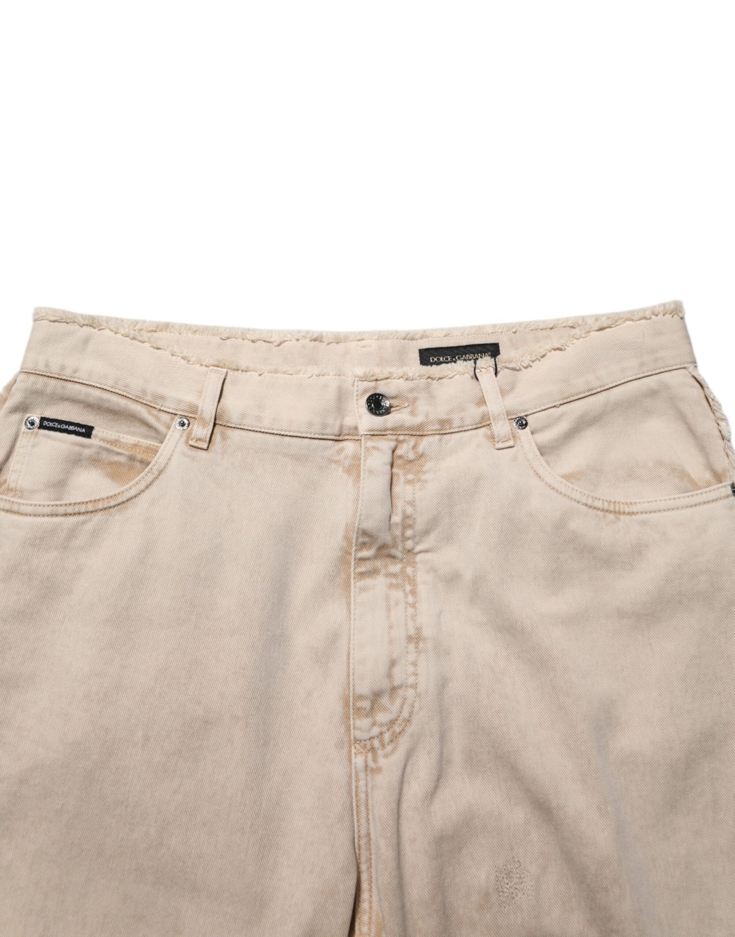 Jean droit en coton beige Dolce & Gabbana