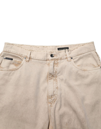Jean droit en coton beige Dolce & Gabbana
