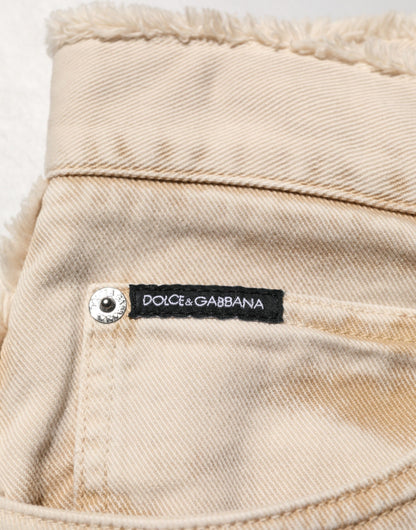 Jean droit en coton beige Dolce & Gabbana