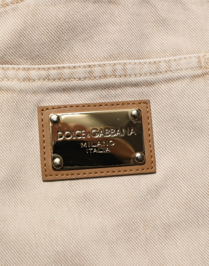 Jean droit en coton beige Dolce & Gabbana