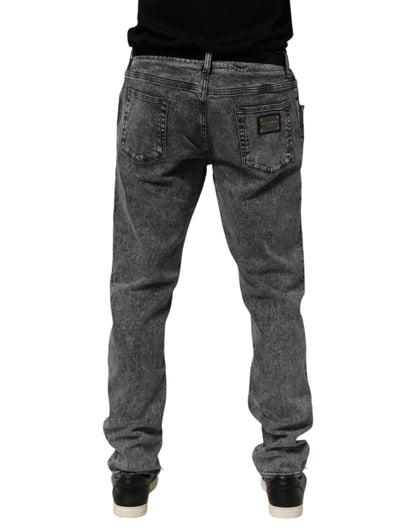 Vaqueros ajustados de algodón gris Dolce & Gabbana