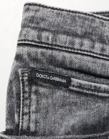Vaqueros ajustados de algodón gris Dolce & Gabbana