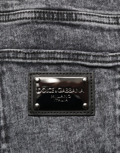 Vaqueros ajustados de algodón gris Dolce & Gabbana
