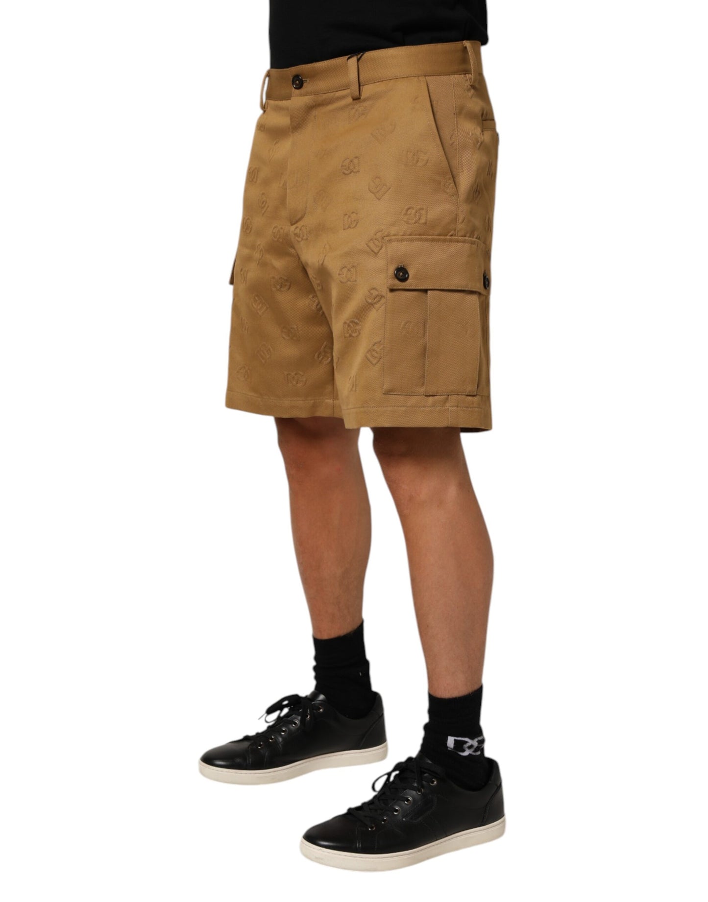 Shorts Cargo Bermudes Dolce & Gabbana Marron Coton Stretch Logo