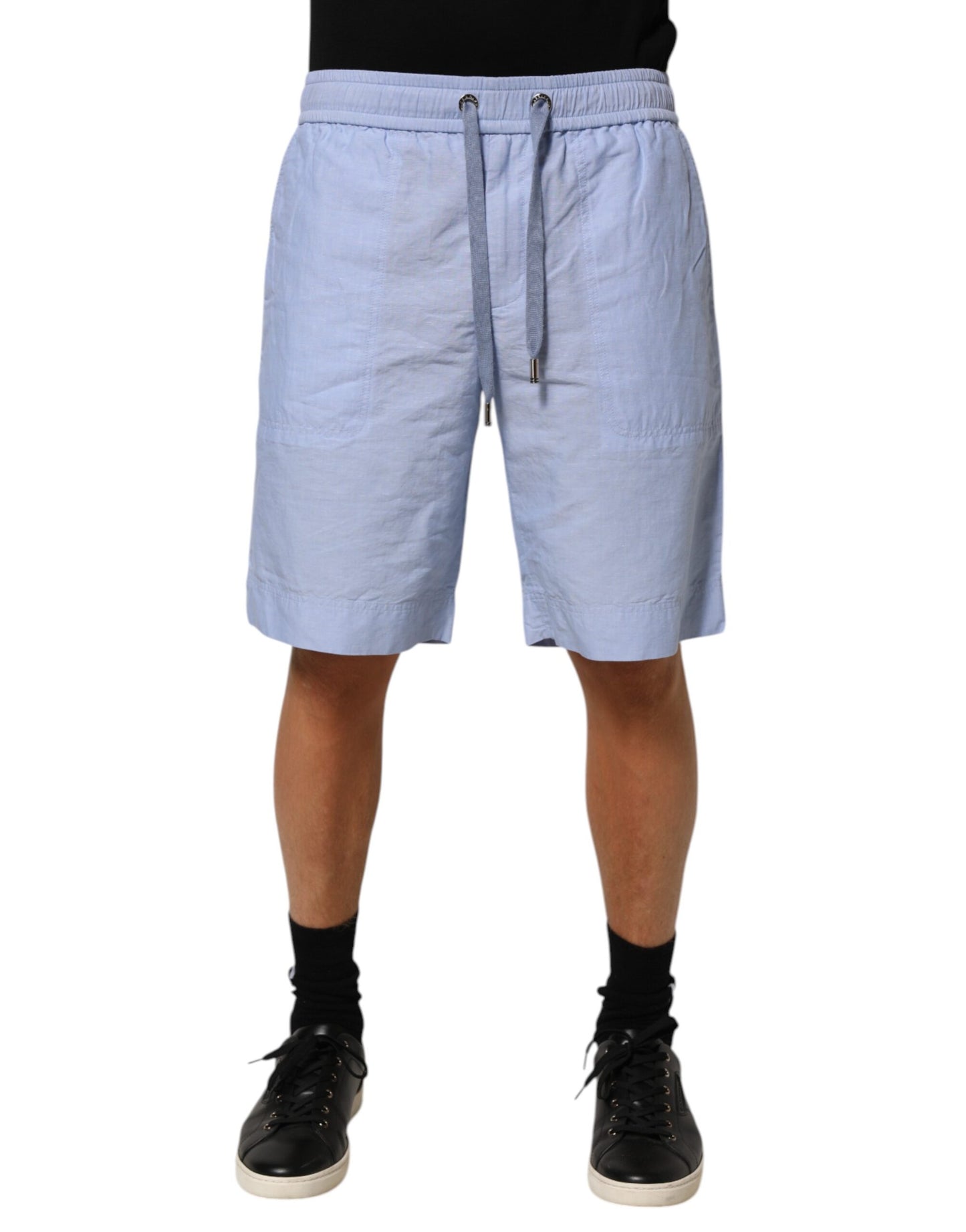 Short Bermuda Dolce & Gabbana Light Blue en Lin Taille Mi-Haute pour Homme