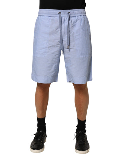 Short Bermuda Dolce & Gabbana Light Blue en Lin Taille Mi-Haute pour Homme