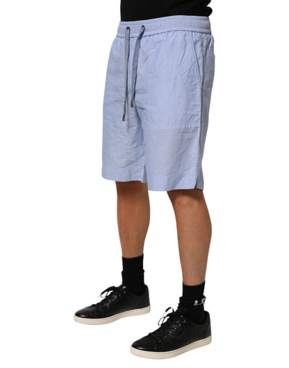 Short Bermuda Dolce & Gabbana Light Blue en Lin Taille Mi-Haute pour Homme