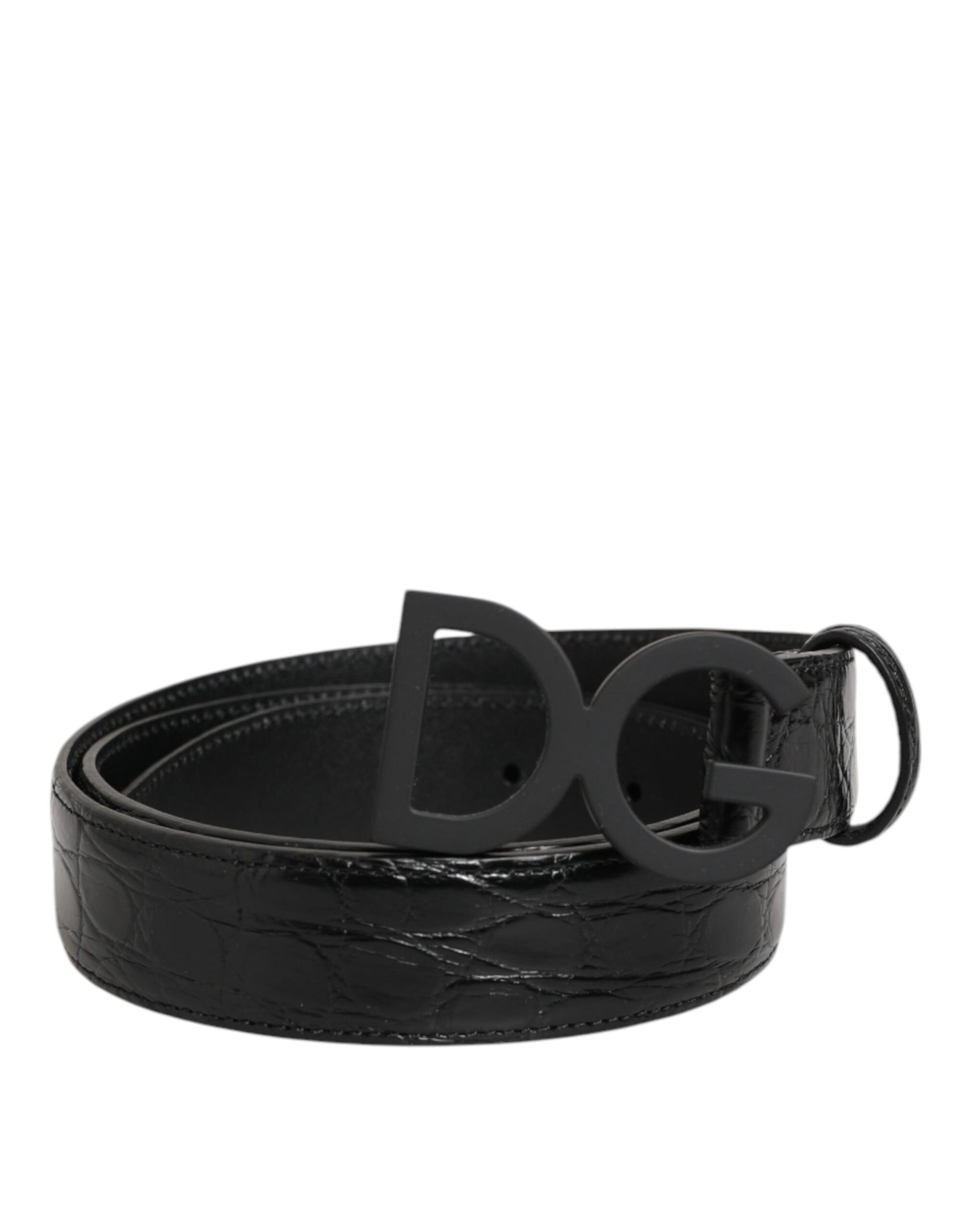 Ceinture Dolce & Gabbana en cuir exotique noir avec boucle à logo métallique