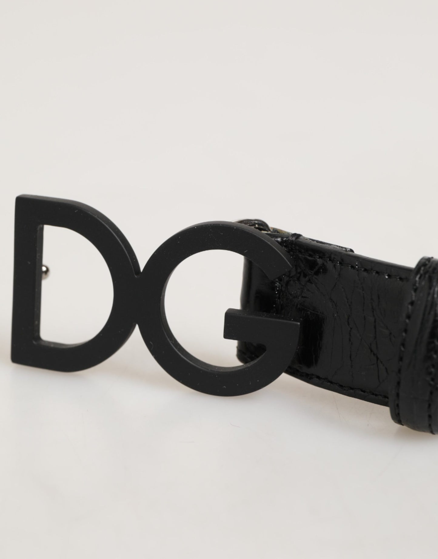 Ceinture Dolce & Gabbana en cuir exotique noir avec boucle à logo métallique