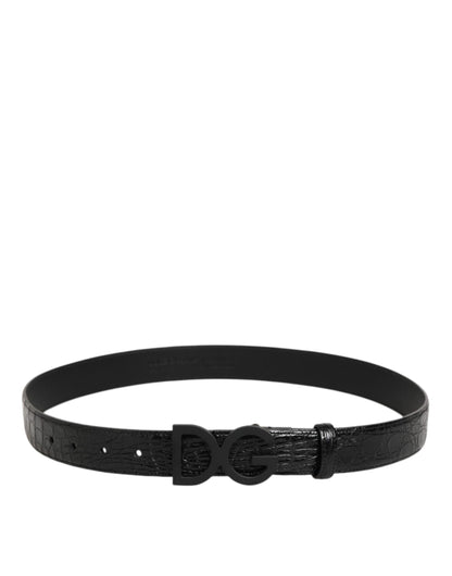 Ceinture Dolce & Gabbana en cuir exotique noir avec boucle à logo métallique