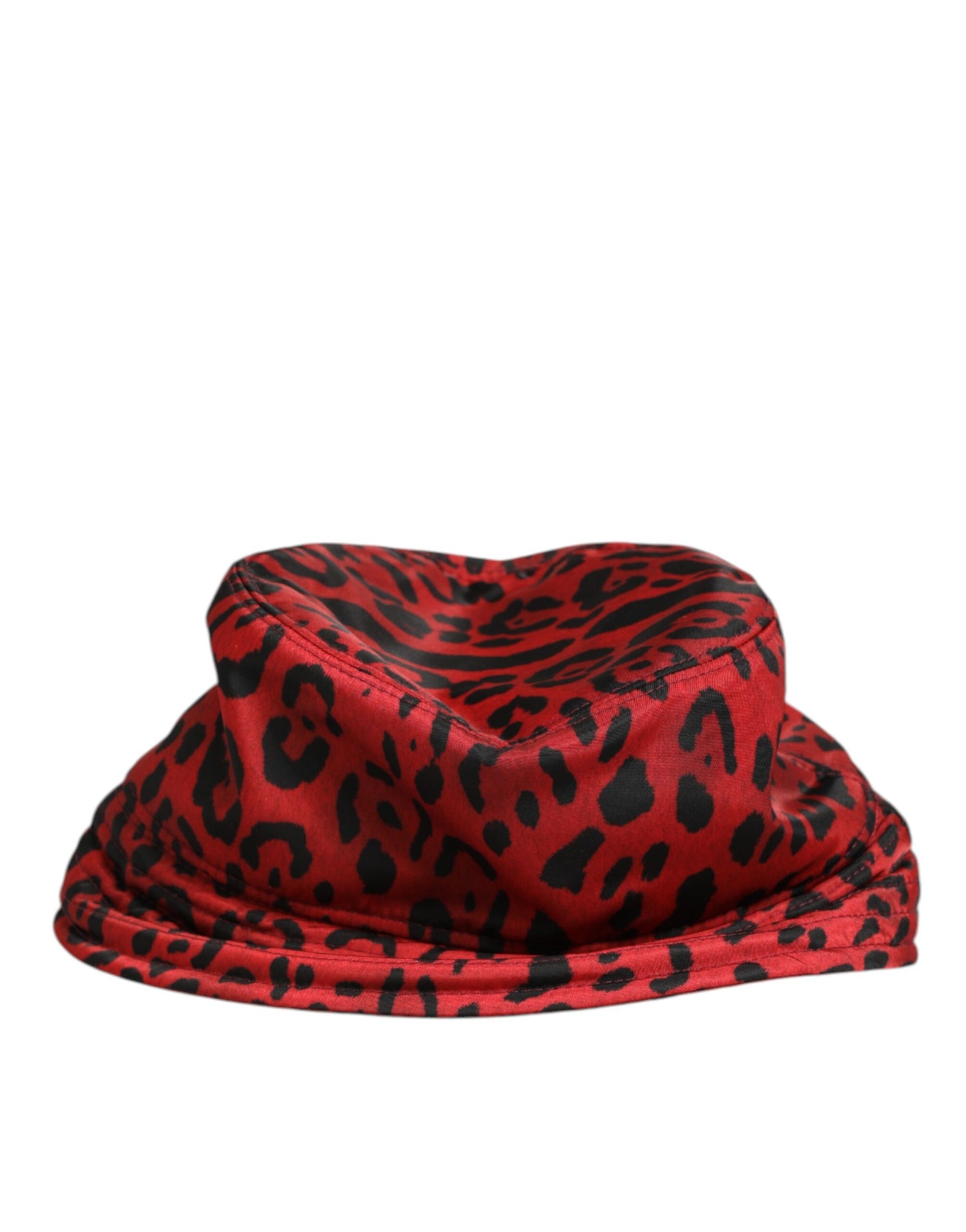 Casquette Bob Homme Dolce & Gabbana en Nylon Rouge Noir Imprimé Léopard