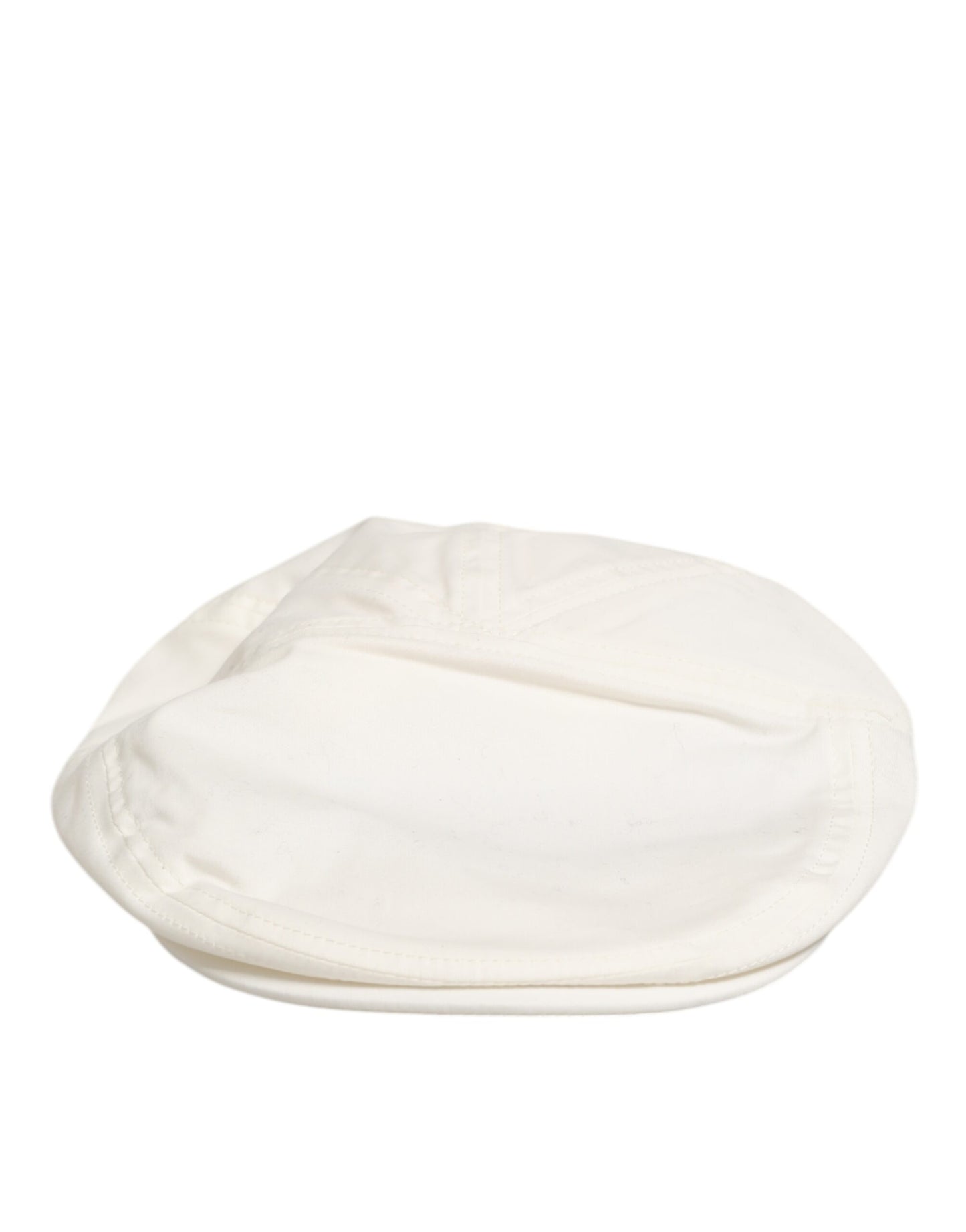 Gorra plana de hombre Dolce & Gabbana de mezcla de algodón blanca con ribete de piel