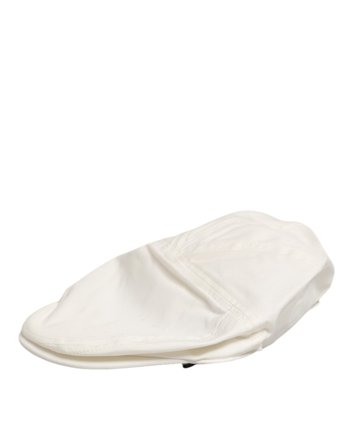 Gorra plana de hombre Dolce & Gabbana de mezcla de algodón blanca con ribete de piel