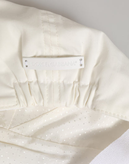 Gorra plana de hombre Dolce & Gabbana de mezcla de algodón blanca con ribete de piel