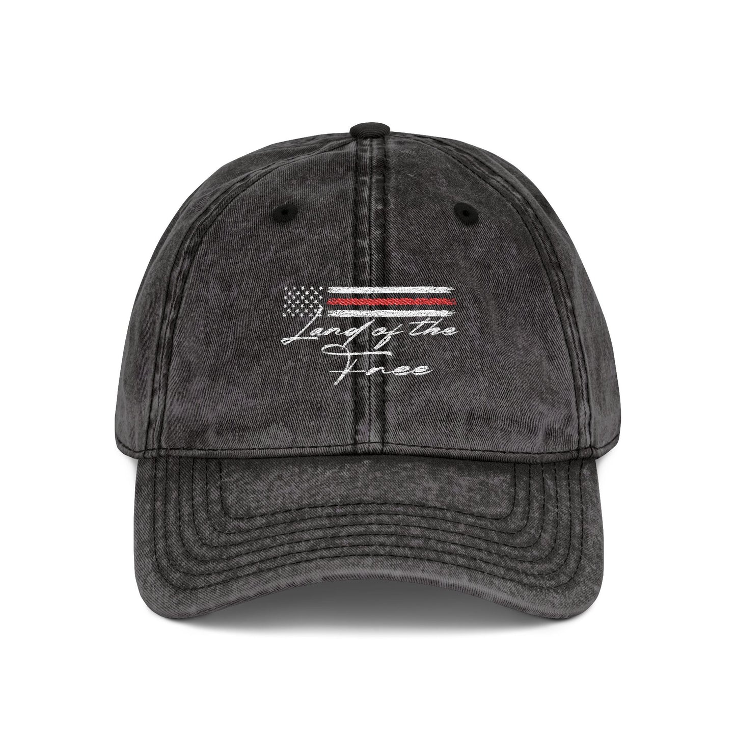 Hecho en EE. UU. | Gorra vintage desgastada con la bandera estadounidense "Land of the Free" | Gorra de béisbol bordada