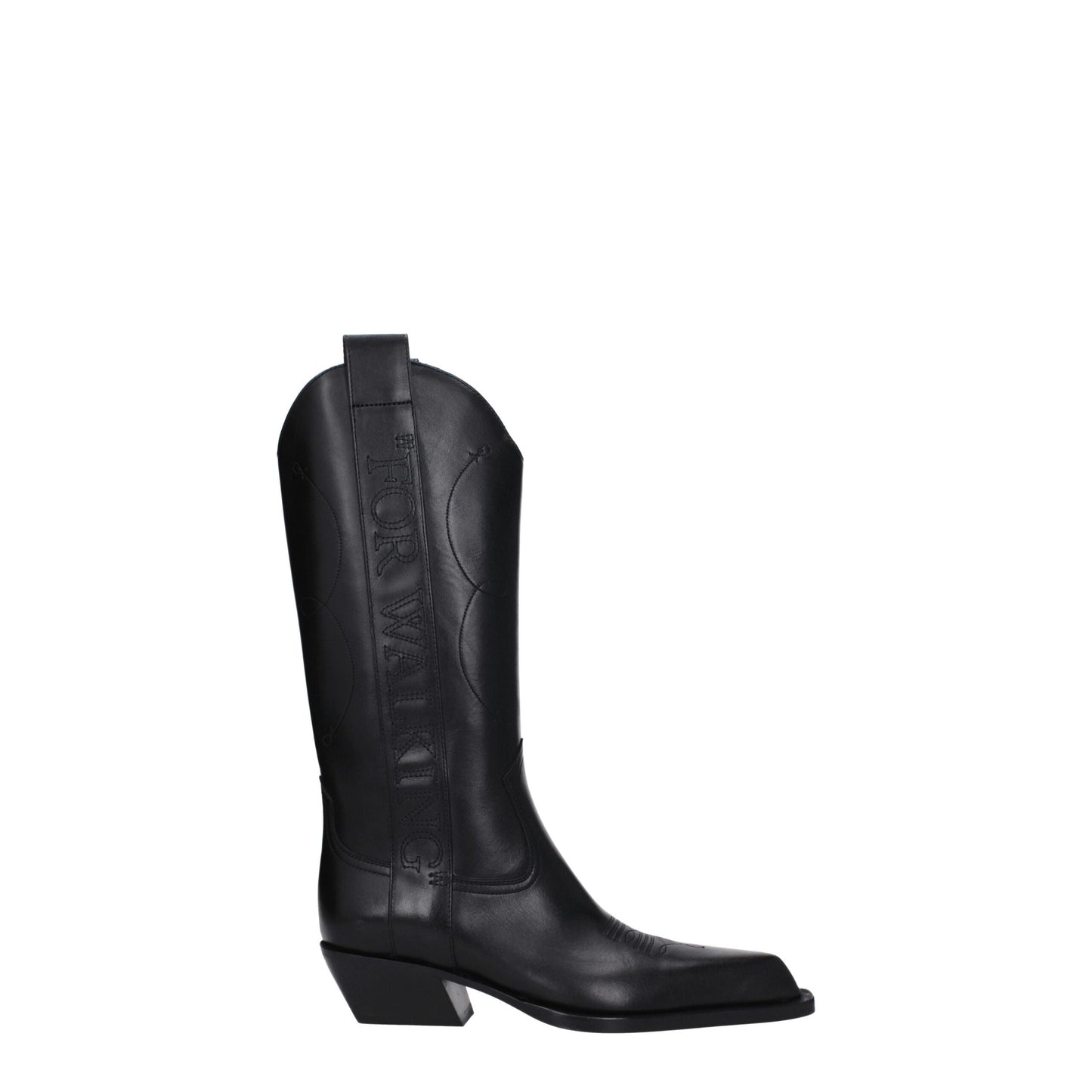 Bottes Off-White en cuir noir à talon haut