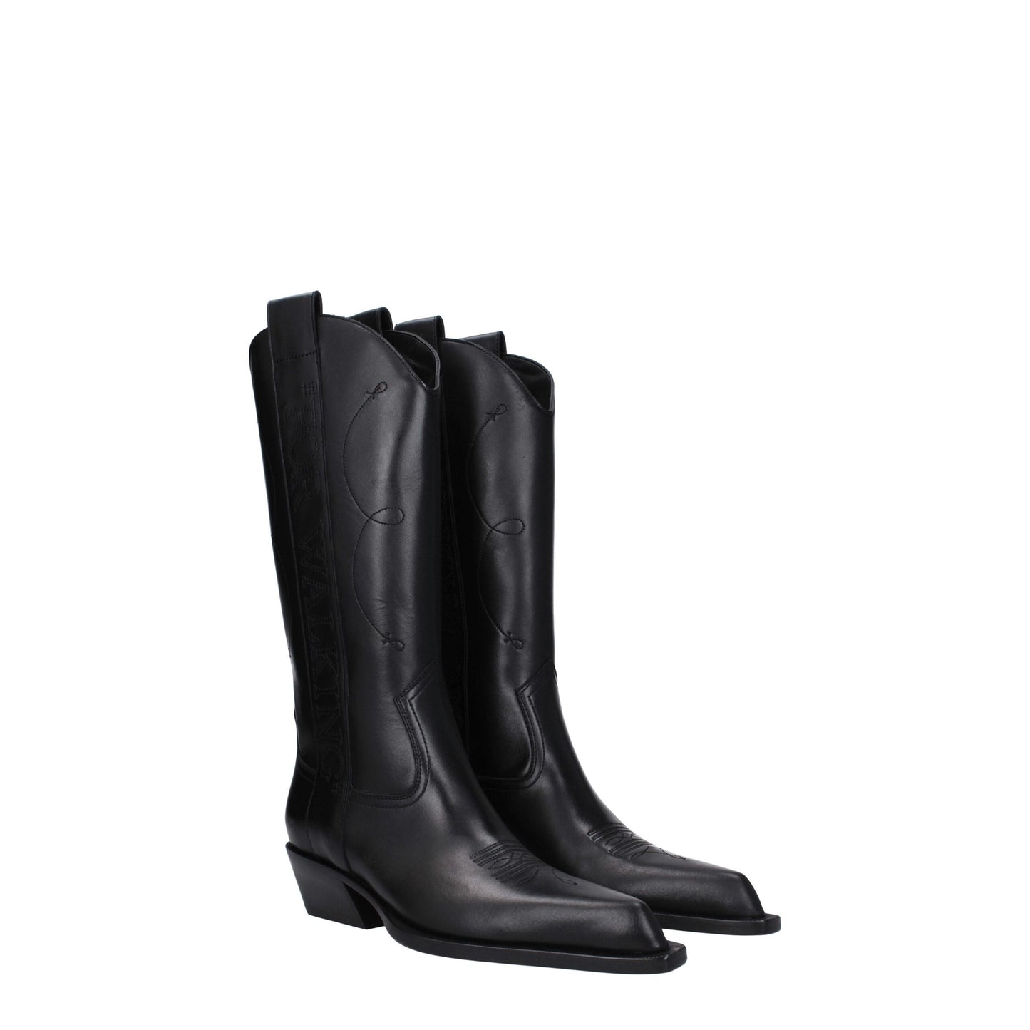 Bottes Off-White en cuir noir à talon haut