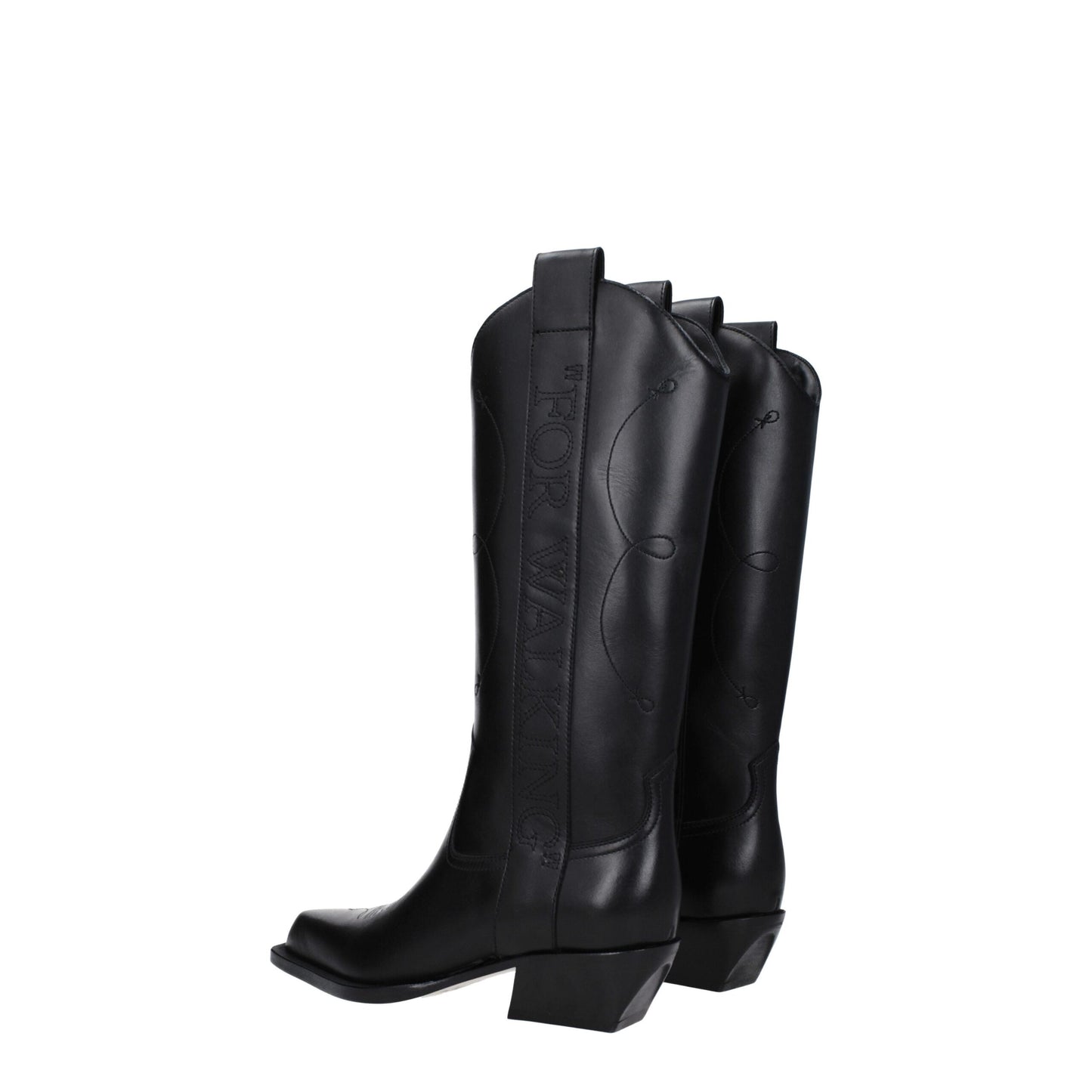Bottes Off-White en cuir noir à talon haut