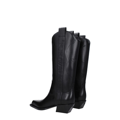 Bottes Off-White en cuir noir à talon haut