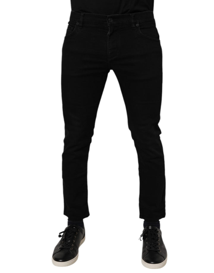 Dolce & Gabbana Vaqueros ajustados de algodón elástico negros para hombre