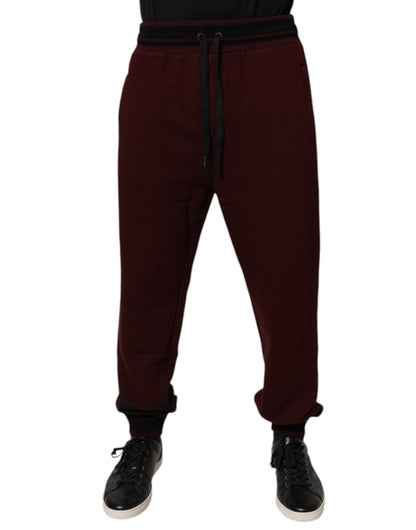 Dolce & Gabbana Maroon Cotton Men Jogger Sweatpants Pants