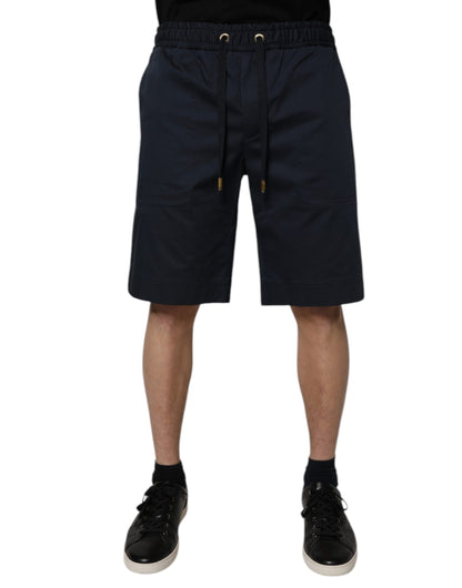 Pantalones Cortos Tipo Bermuda de Hombre de Algodón Elástico Azul Marino Dolce & Gabbana