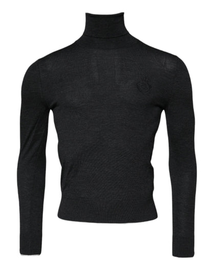 Pull Dolce & Gabbana en laine noire à col roulé pour homme