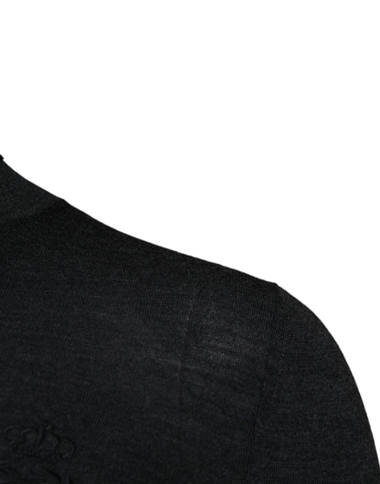 Pull Dolce & Gabbana en laine noire à col roulé pour homme