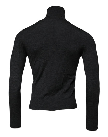 Pull Dolce & Gabbana en laine noire à col roulé pour homme