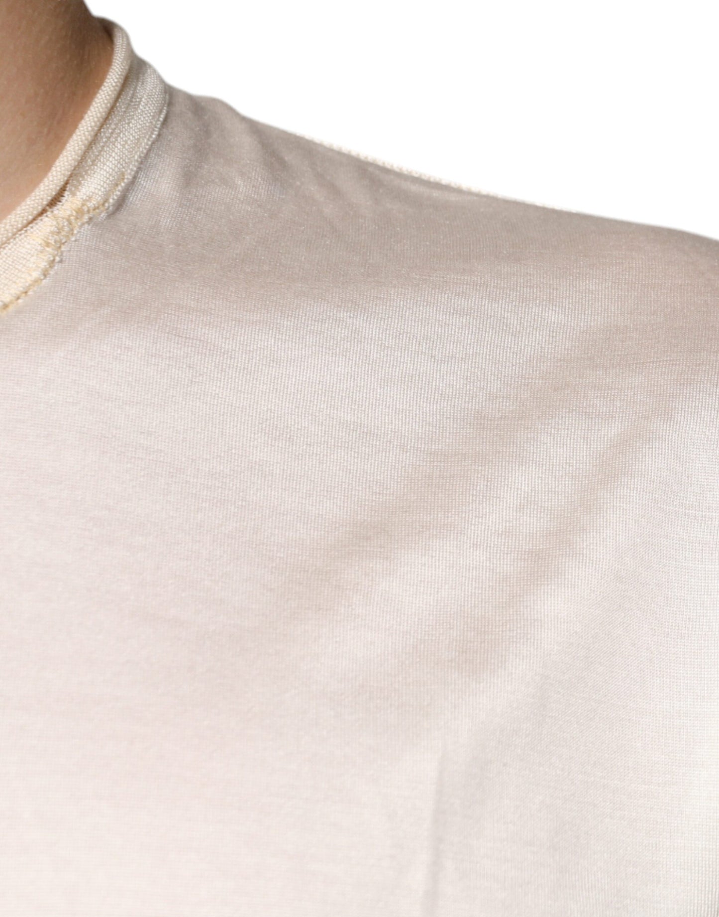 T-shirt à manches courtes en soie henley blanc cassé Dolce & Gabbana