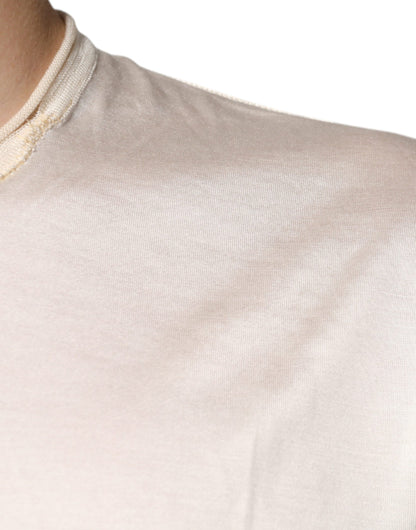 T-shirt à manches courtes en soie henley blanc cassé Dolce & Gabbana