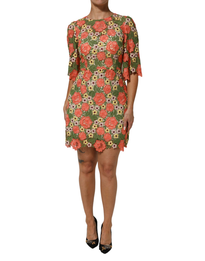 Minivestido evasé Dolce & Gabbana con bordado floral multicolor