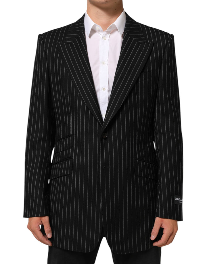 Blazer de traje Dolce & Gabbana negro de rayas con 2 botones