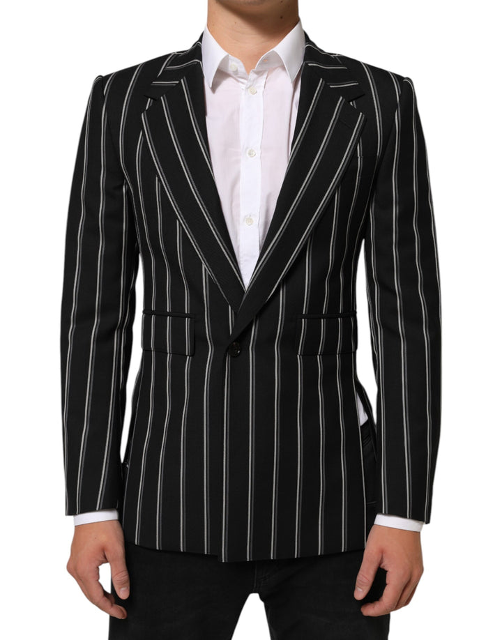 Blazer de traje de 1 botón Dolce & Gabbana a rayas negras SICILIA