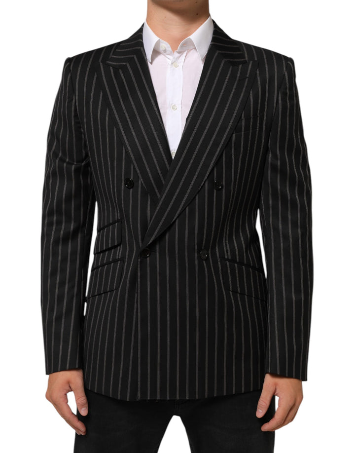 Blazer de traje de un botón a rayas negras Sicilia de Dolce & Gabbana