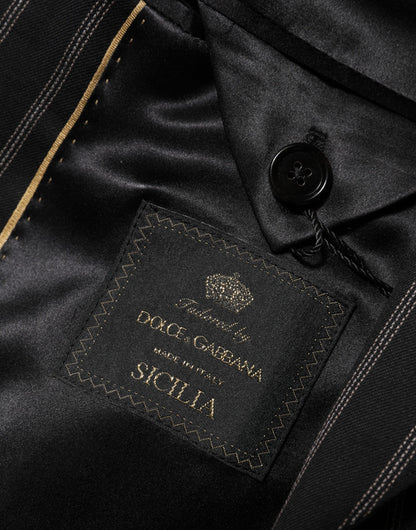 Blazer de costume Dolce & Gabbana noir à rayures, 1 bouton, modèle SICILIA