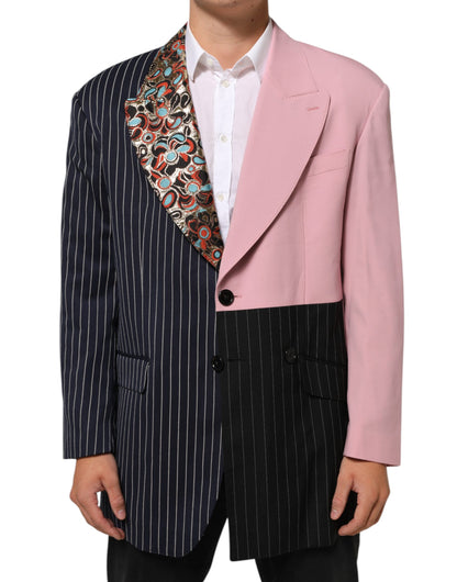 Americana de un solo botón de patchwork multicolor de Dolce & Gabbana