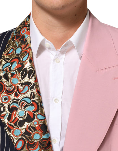 Americana de un solo botón de patchwork multicolor de Dolce & Gabbana