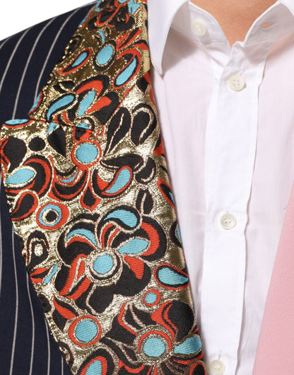 Americana de un solo botón de patchwork multicolor de Dolce & Gabbana