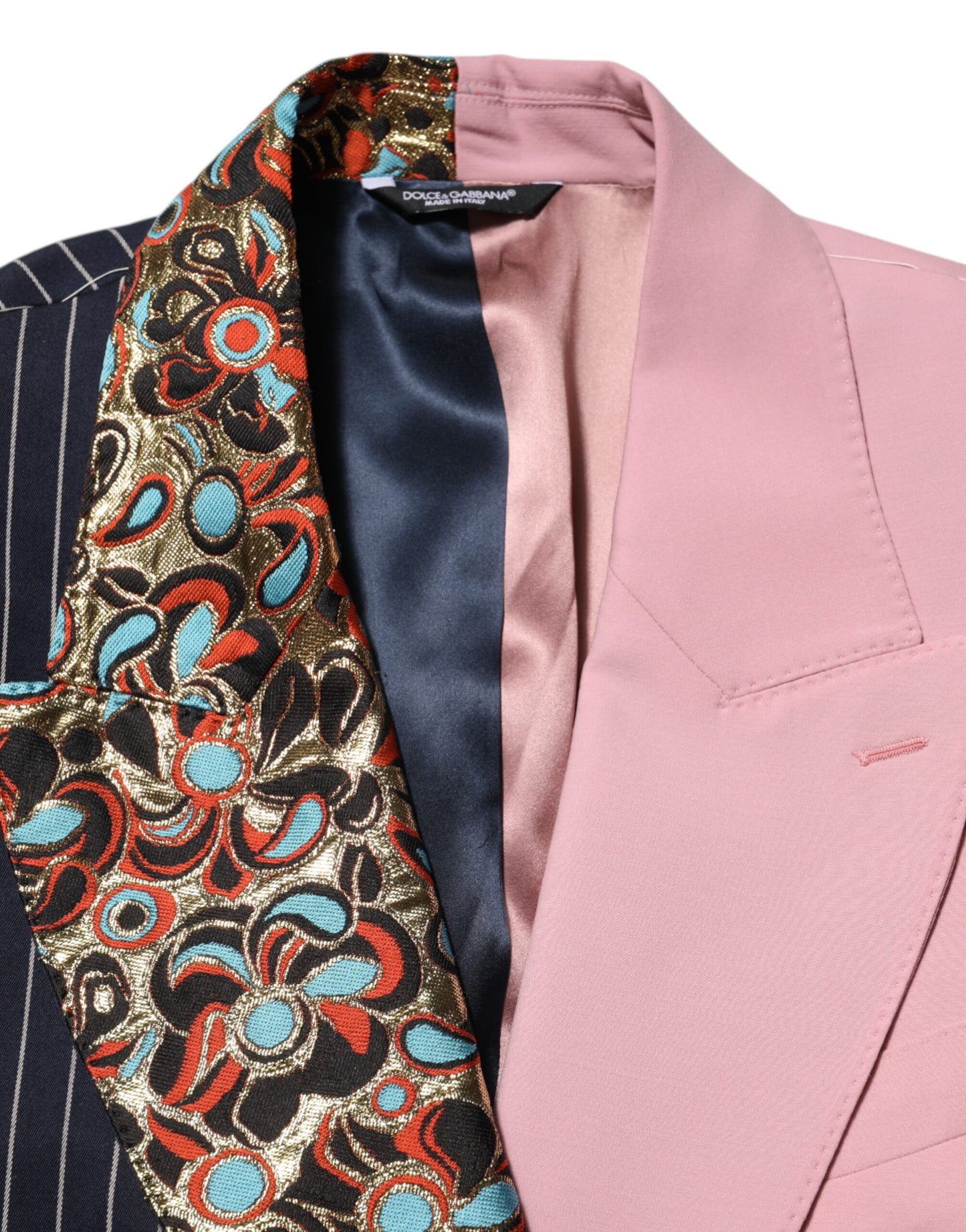 Americana de un solo botón de patchwork multicolor de Dolce & Gabbana