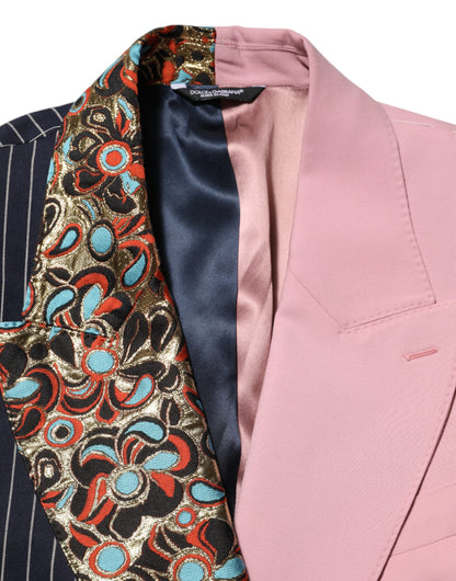 Americana de un solo botón de patchwork multicolor de Dolce & Gabbana