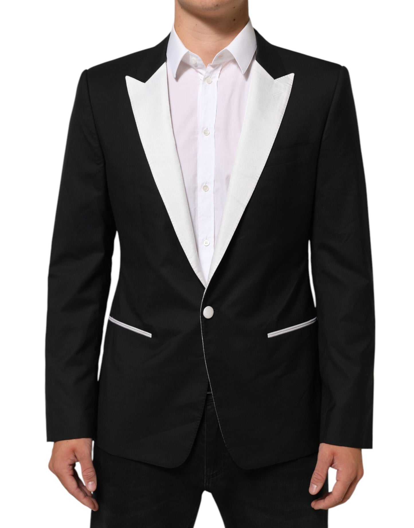 Blazer de Traje de Hombre Dolce & Gabbana Negro Blanco MARTINI de 1 Botón
