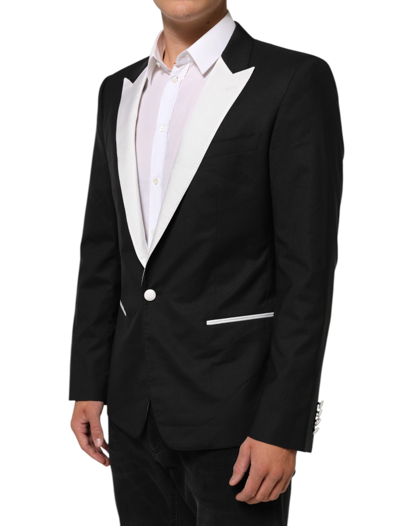 Blazer de Traje de Hombre Dolce & Gabbana Negro Blanco MARTINI de 1 Botón