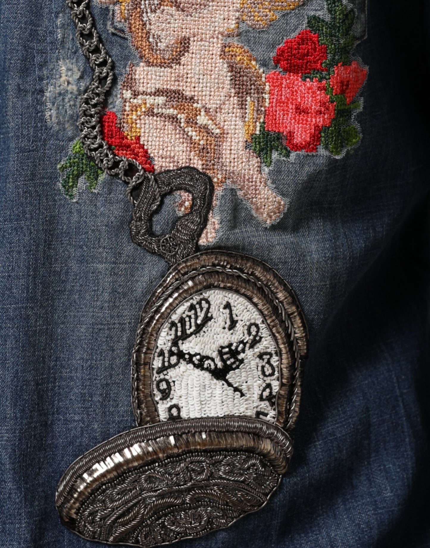 Camisa vaquera abotonada de hombre Dolce & Gabbana Blue Angel Patch